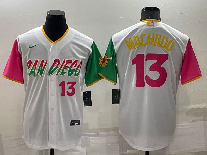 Men San Diego Padres #13 Machado White City Edition Game Nike 2022 MLB Jersey